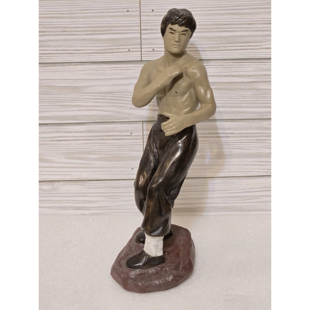 Bruce Lee Ceramic Statue 10.5" Figure Hand Sculpted Lean Stance Dragon
